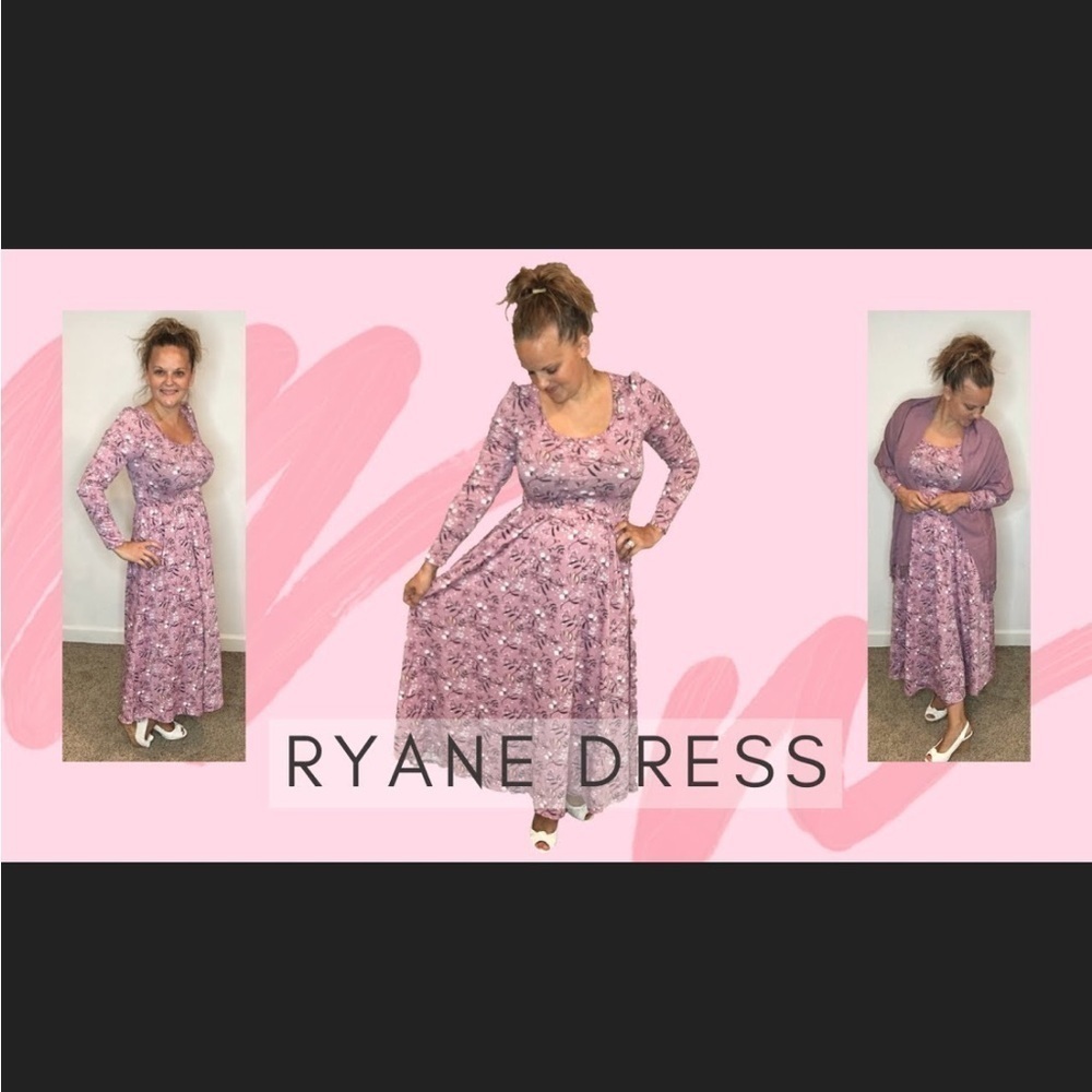 LulaRoe Ryane Dress Long Sleeve High Low Hemline Empire Waist Loose Skirt 0-00 - Picture 10 of 12